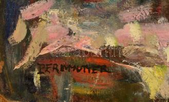 Permutter jelzéssel: Virágcsendélet. Olaj, farost, 40×30 cm