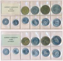 1984. 2f-20Ft (10xklf) érmés forgalmi sor fóliatokban + 1985. 2f-20Ft (10xklf) érmés forgalmi sor fó...