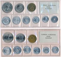 1980. 2f-10Ft (9xklf) érmés forgalmi sor fóliatokban + 1981. 2f-10Ft (9xklf) érmés forgalmi sor fóli...