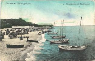 Heringsdorf, Ostseebad, Strandpartie mit Familienbad / beach and boats