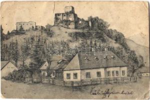 1911 Csábrágvarbók, Cabradsky Vrbovok; Csábrág vára / Hrad Cabrad / castle (szakadás / tear)