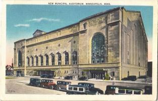 1938 Minneapolis, New Municipal Auditorium, automobiles (EK)