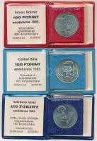 1983. 100Ft alpakka "Simon Bolivár" + 1983. 100Ft alpakka "Czóbel Béla" + 1983. 100Ft alpakka "Széchenyi István" mindegyik eredeti tokban, tanúsítvánnyal T:BU Adamo EM73, EM74, EM75