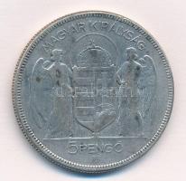 1930. 5P Ag "Horthy jobbra" T:3 patina
Adamo P8