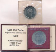 1980. 100Ft Ni "Szovjet-magyar közös űrrepülés" műanyag fóliában + 1983. 100ft Cu-Ni "...