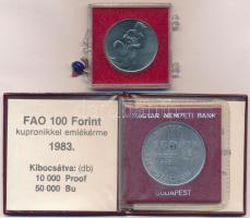 1981. 100Ft Ni "FAO I. - Világélelmezési nap" ÁPV plombált műanyag tokban + 1983. 100ft Cu...