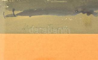 Weintrager Adolf (1927-1987): Falusi házak. Akvarell, papír, jelzett, üvegezett keretben, 38×59 cm