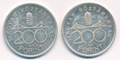 1992. 200 Ft Ag "MNB" (2x) T:2 patina
Adamo F13