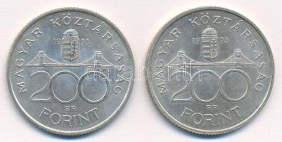 1993. 200 Ft Ag "MNB" (2x) T:2 patina
Adamo F13