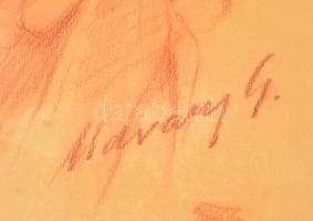 Udvary jelzéssel: Imádkozó asszony (tanulmány). Pasztell, papír, üvegezett keretben, 32×22 cm