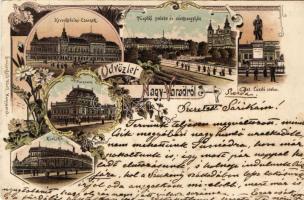 Nagyvárad with a palace  and the hall of trade Litho (Rb)