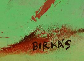 Birkás jelzéssel: Arcok és keretek. Vegyes technika, vászon, 59×40 cm