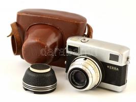 cca 1961 Carl Zeiss Werramat fényképezőgép, Carl Zeiss Tessar 1:2,8/50 mm objektívvel, eredeti bőr tokjában, működőképes állapotban / Vintage Carl Zeiss Werramat camera, with original leather case, in good condition