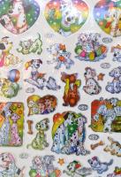 Száz egy kiskutya és Teletubbies matricák, egyforma csomagok nagy mennyiségben