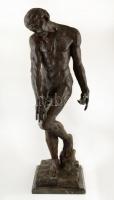 cca 1960 A. Rodin után: Ádám. Bronz (üreges), márvány talpazattal, m: 85 cm CSAK SZEMÉLYES ÁTVÉTEL!!!