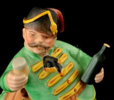 Herendi porcelán borívó, "Tokaj" felirattal, kézzel festett, jelzett, hibátlan, m: 18 cm