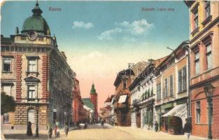 Kassa, Kosice; Kossuth Lajos utca, üzletek / street view, shops (kopott sarok / worn corner)
