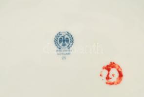 Hollóházi Erika mintás bonbonier, matricás, jelzett, kis kopásnyomokkal, 15×10×7,5 cm