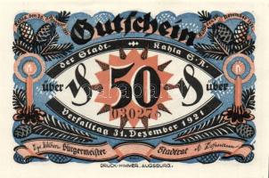 Német Birodalom/Weimari Köztársaság/Kahla 1921. 50Pf(6x) 6klf db, teljes sor T:I