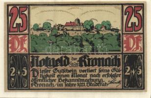 Német Birodalom/Weimari Köztársaság/ Kronach 1921. 25Pf(3x) + 50Pf(3x) összesen 6klf db, teljes sor ...