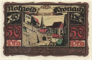 Német Birodalom/Weimari Köztársaság/ Kronach 1921. 25Pf(3x) + 50Pf(3x) összesen 6klf db, teljes sor ...
