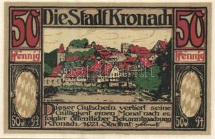 Német Birodalom/Weimari Köztársaság/ Kronach 1921. 25Pf(3x) + 50Pf(3x) összesen 6klf db, teljes sor ...