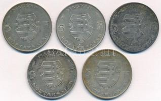 1947. 5Ft Ag "Kossuth" (5x) T:2-3 patina Adamo F8.1