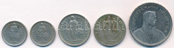 Svájc 1968-1996. 1/2Fr (2xklf) + 1Fr (2xlf) + 5Fr T:1--2-
Switzerland 1968-1996. 1/2 Francs (2xklf)...