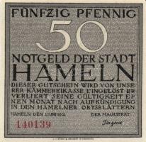 Német Birodalom/Weimari Köztársaság/ Hameln 1921. 25Pf + 50Pf + 75Pf + 1M 4klf db, teljes sor T:I