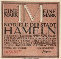 Német Birodalom/Weimari Köztársaság/ Hameln 1921. 25Pf + 50Pf + 75Pf + 1M 4klf db, teljes sor T:I