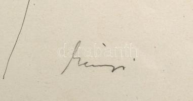 Belányi Viktor (1877-1955): Akt, tus, papír, jelzett, paszpartuban, 28×21 cm