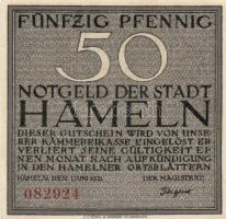 Német Birodalom/Weimari Köztársaság/ Hameln 1921. 25Pf + 50Pf + 75Pf + 1M 4klf db, teljes sor T:I