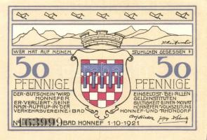 Német Birodalom/Weimari Köztársaság/ Honnef 1921. 50Pf(4x) + 99Pf(4x) összesen 8klf db, teljes sor T...