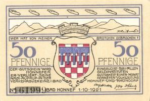 Német Birodalom/Weimari Köztársaság/ Honnef 1921. 50Pf(4x) + 99Pf(4x) összesen 8klf db, teljes sor T...