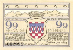 Német Birodalom/Weimari Köztársaság/ Honnef 1921. 50Pf(4x) + 99Pf(4x) összesen 8klf db, teljes sor T...