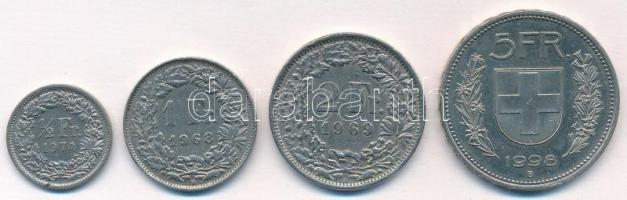Svájc 1968-1998. 1/2Fr + 1Fr + 2Fr + 5Fr T:1--2 Switzerland 1968-1998. 1/2 Francs + 1 Francs + 2 Francs + 5 Francs C:AU-XF