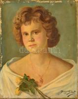 Olvashatatlan jelzéssel: Női portré. Olaj, vászon, 53×43 cm