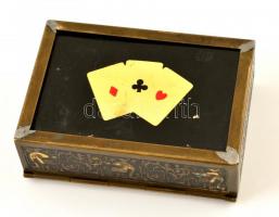 Fém kártyatartó doboz, 13×9×4 cm