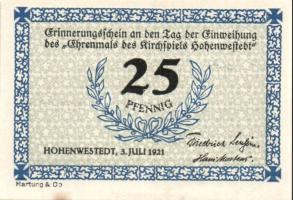 Német Birodalom/Weimari Köztársaság/ Hohenwestedt 1921. 25Pf + 50Pf + 1M 3klf db, teljes sor T:I