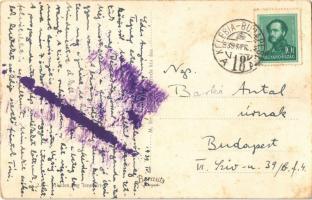 1939 Kiskőrös, népviselet, folklór + "KELEBIA - BUDAPEST 18 A" vasúti mozgóposta bélyegző ...