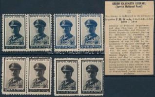 Izrael KKL 1943 F. H. Kisch emlékére kiadott 4 db levélzáró pár különböző színekben