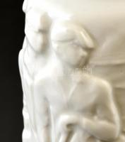 Zsolnay fehér mázas porcelán váza, jelzett, hibátlan, m: 20 cm