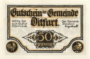 Német Birodalom/Weimari Köztársaság/ Ditfurt 1921. 50Pf(6x) 6klf db, teljes sor T:I