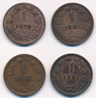 Ausztria 1879-1891. 1kr Cu (4xklf) T:1-,2,2- Austria 1879-1891. 1 Kreuzer Cu (4xdiff) C:AU,XF,VF