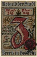 Német Birodalom/Weimari Köztársaság/ Preetz 1921. 50Pf(6x) 6klf db, teljes sor T:I