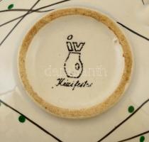 Iparművészeti Vállalat mázas kerámia kiöntő és 2 db csésze, hibátlanok, d: 7 és 8 cm