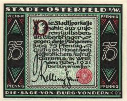 Német Birodalom/Weimari Köztársaság/ Osterfeld 1921. 25Pf(3x) + 50Pf(3x) + 75Pf(3x) + 100Pf összesen...
