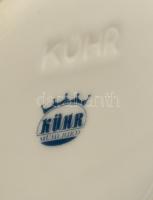 Német porcelán sörös korsó, ón fedéllel, matricás, jelzett, kis kopásnyomokkal, m: 17 cm