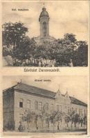 1912 Dunavecse, Református templom, Állami iskola. Halbrohr Hermann kiadása (fl)