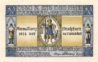 Német Birodalom/Weimari Köztársaság/ Stassfurt 1921. 25Pf(6x) + 50Pf(6x) összesen 12klf db, teljes s...